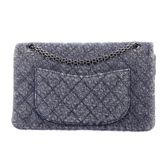 Chanel Black Reissue 2.55 Classic Double Flap Bag 226 Denim Blue Tweed - Picture 2 of 10